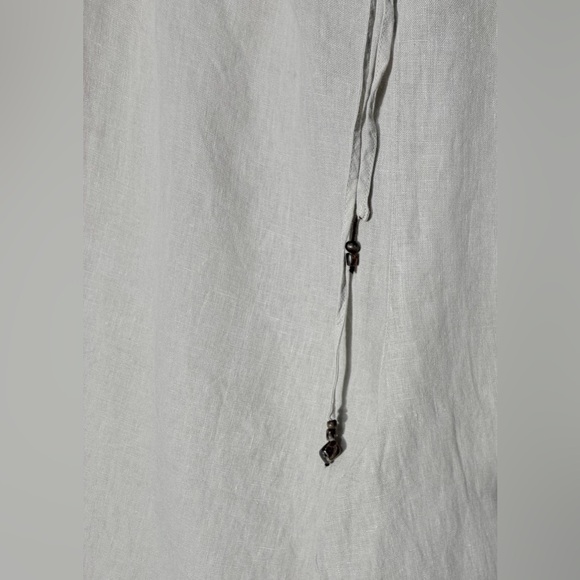 Zara Cream Wide-Leg Linen Drawstring Pants - Picture 4 of 14